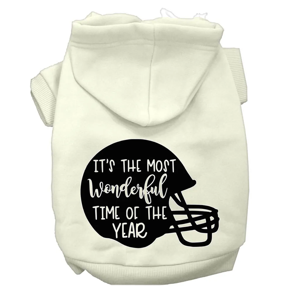 Most Wonderful Time Of The Year (football) Screen Print Dog Hoodie Cream L