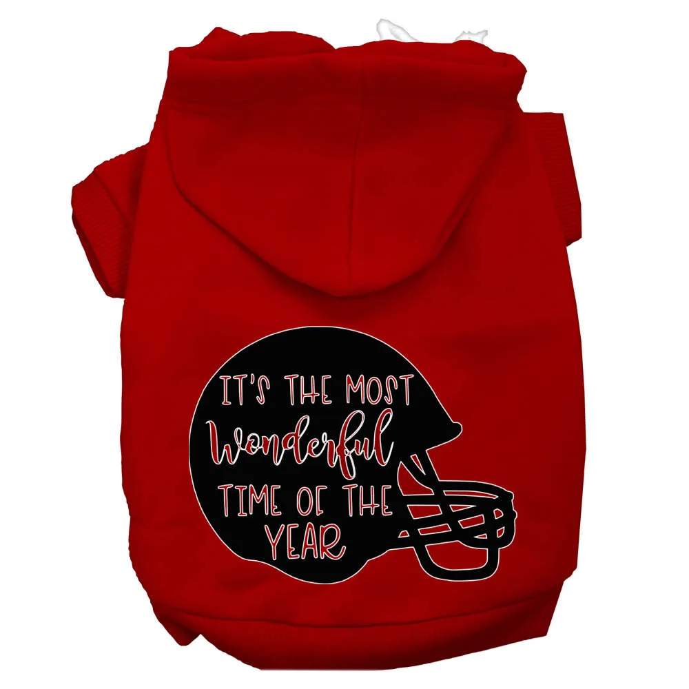 Most Wonderful Time Of The Year (football) Screen Print Dog Hoodie Red S