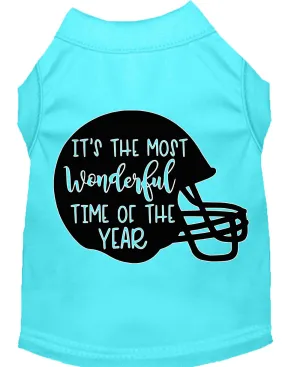 Most Wonderful Time Of The Year (football) Screen Print Dog Shirt Aqua Med