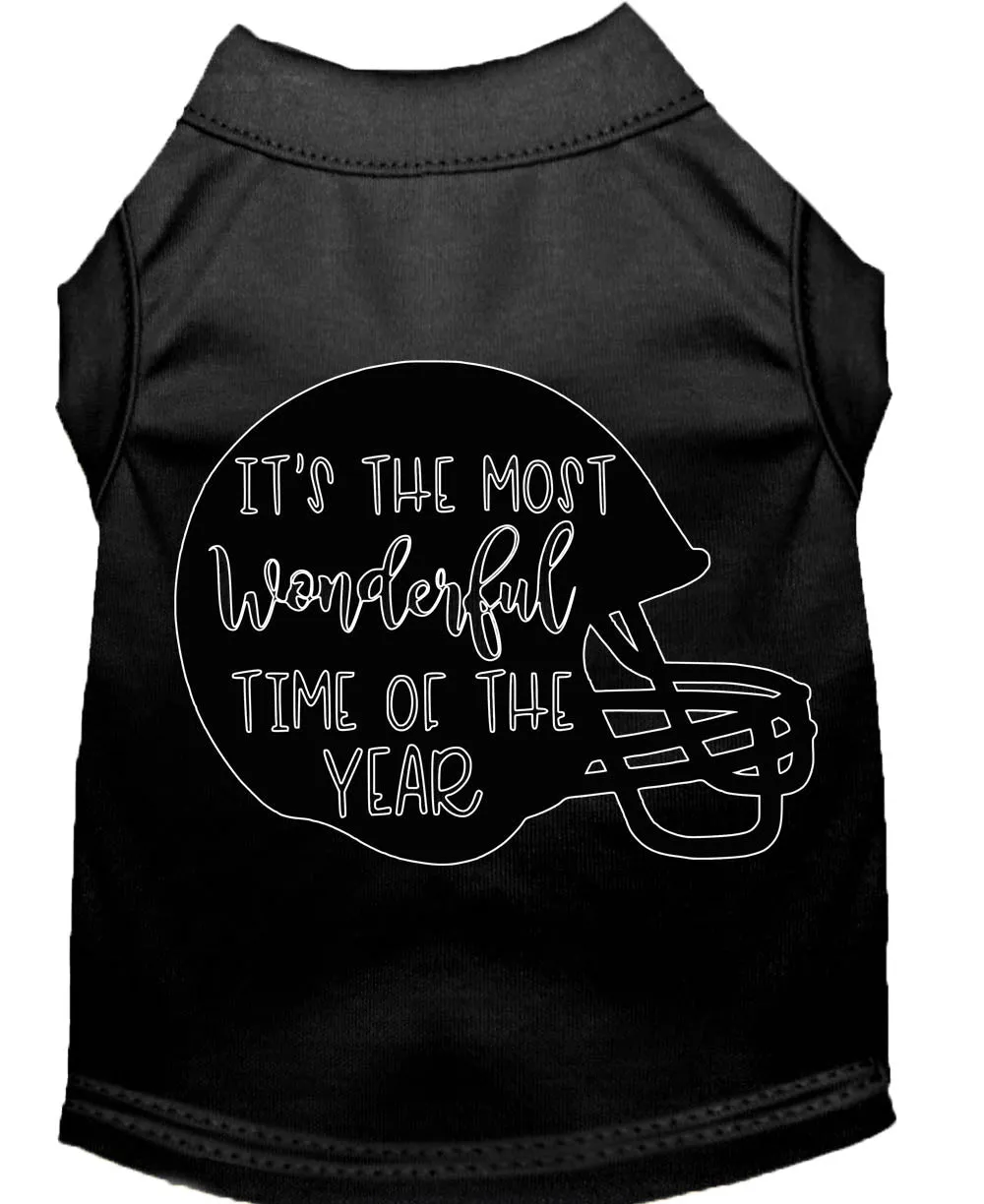 Most Wonderful Time Of The Year (football) Screen Print Dog Shirt Black Lg