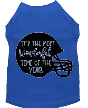 Most Wonderful Time Of The Year (football) Screen Print Dog Shirt Blue Xl