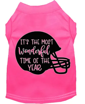 Most Wonderful Time Of The Year (football) Screen Print Dog Shirt Bright Pink Xs