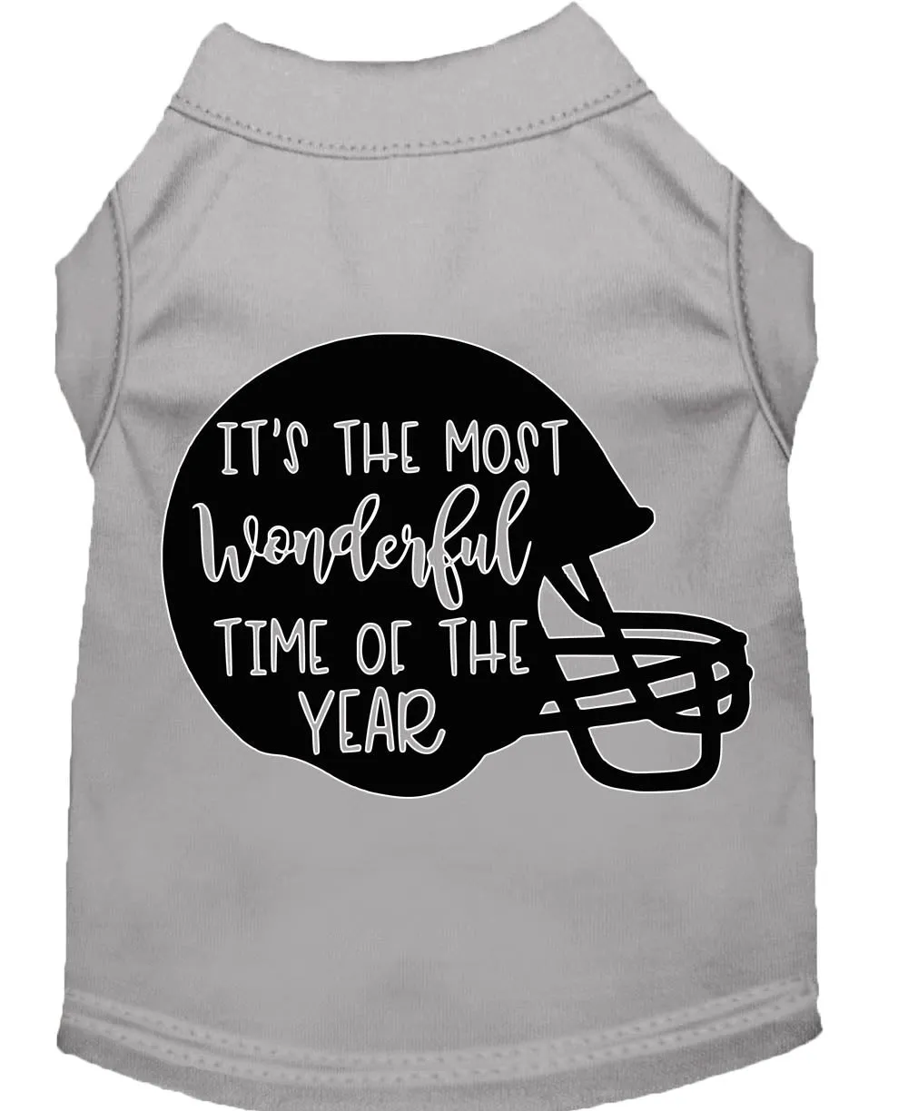 Most Wonderful Time Of The Year (football) Screen Print Dog Shirt Grey Sm