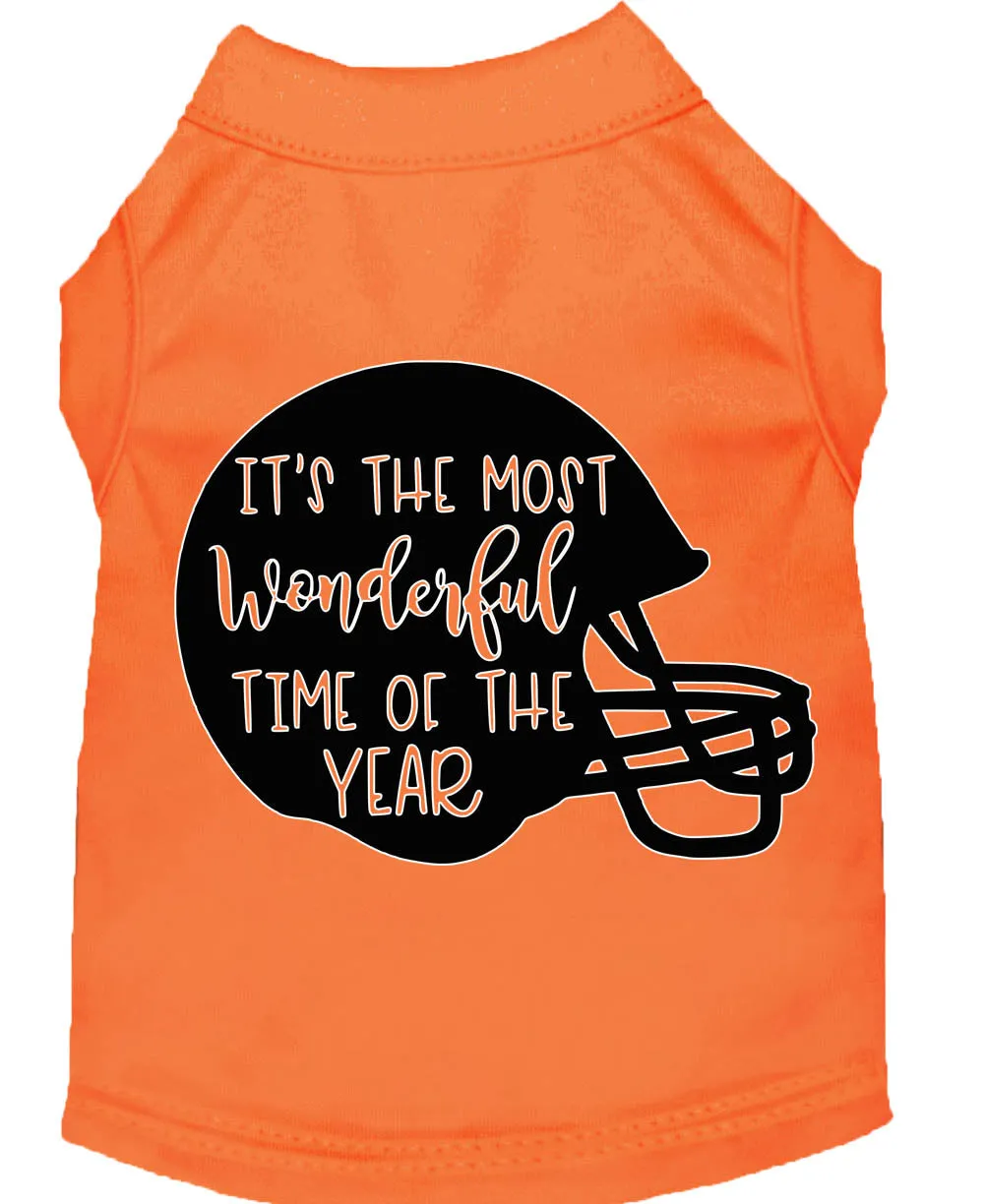 Most Wonderful Time Of The Year (football) Screen Print Dog Shirt Orange Xs