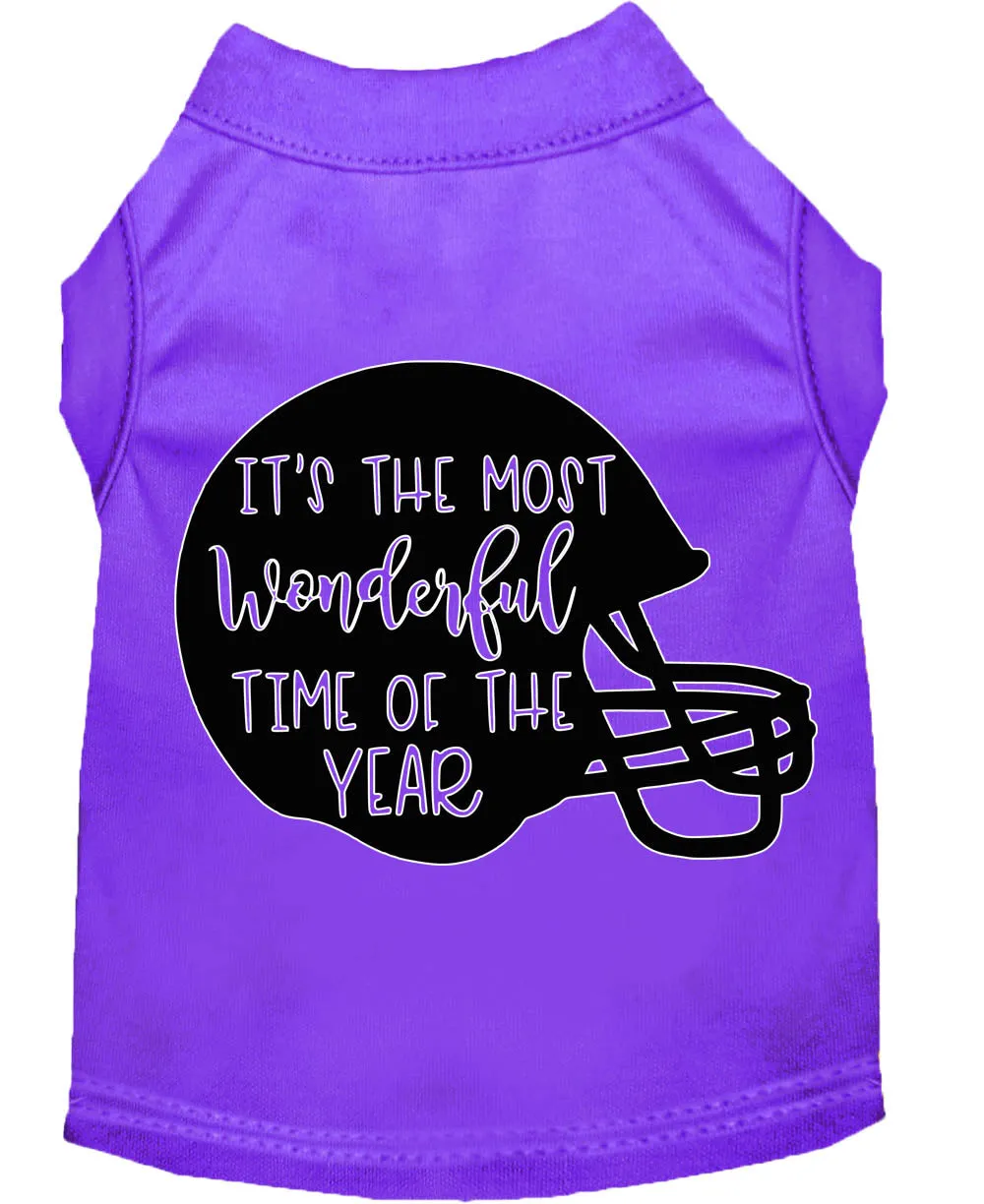 Most Wonderful Time Of The Year (football) Screen Print Dog Shirt Purple Med