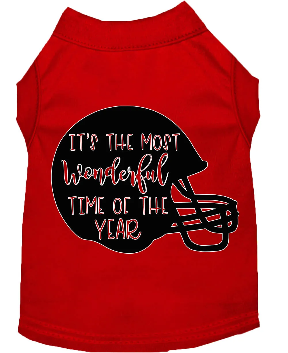 Most Wonderful Time Of The Year (football) Screen Print Dog Shirt Red Med