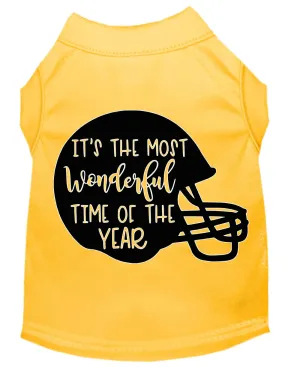 Most Wonderful Time Of The Year (football) Screen Print Dog Shirt Yellow Xl