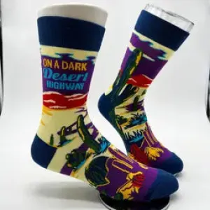 On a Dark Desert Highway Men's Novelty Crew Socks