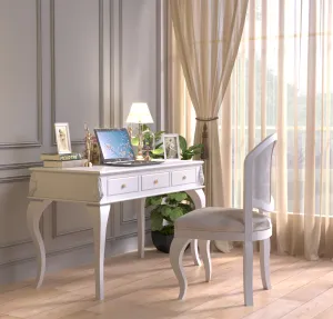 Opaline Luxury White Study Desk with Chair