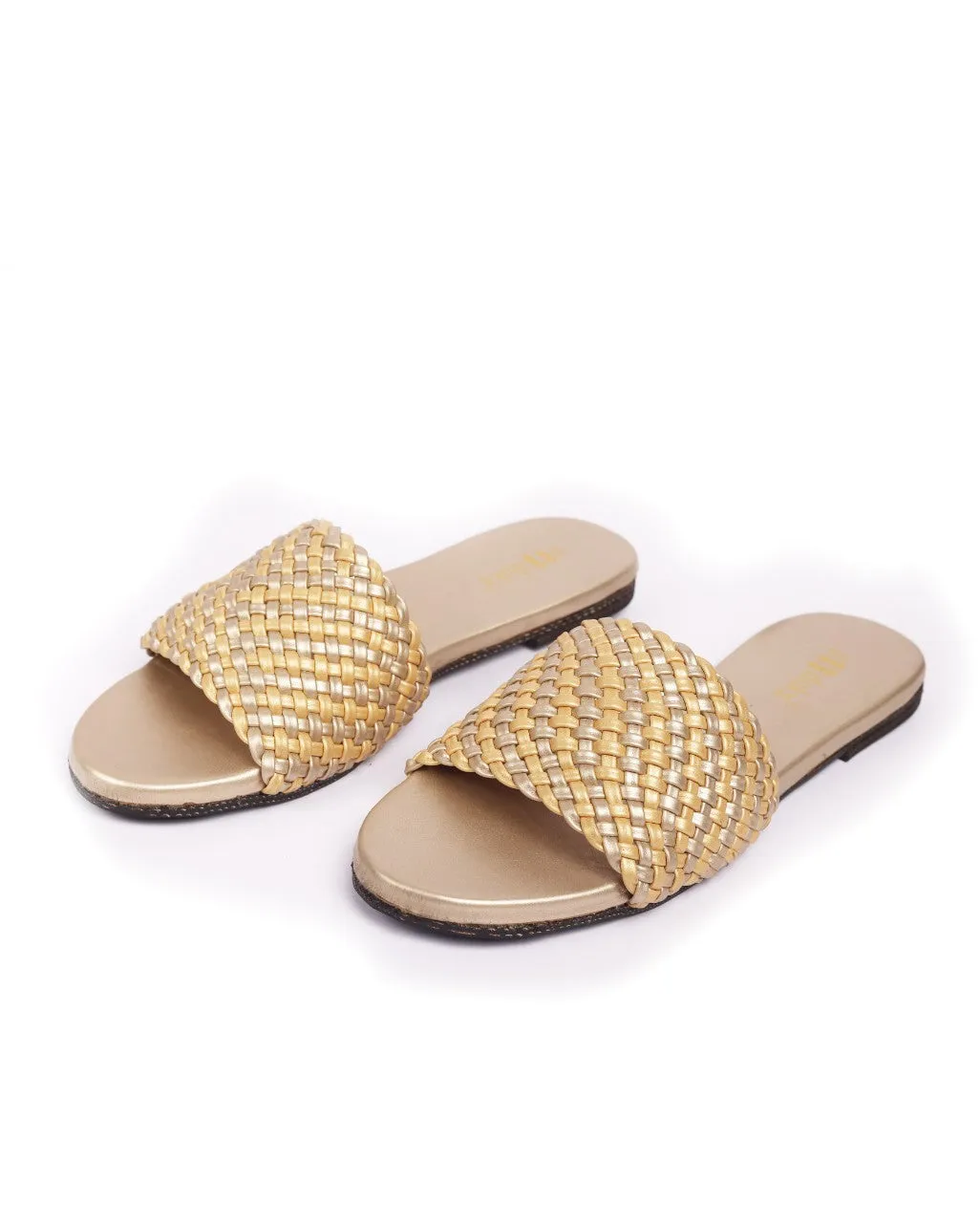 Paaduks Dua Cloak Golden Vegan Leather Slides for Women