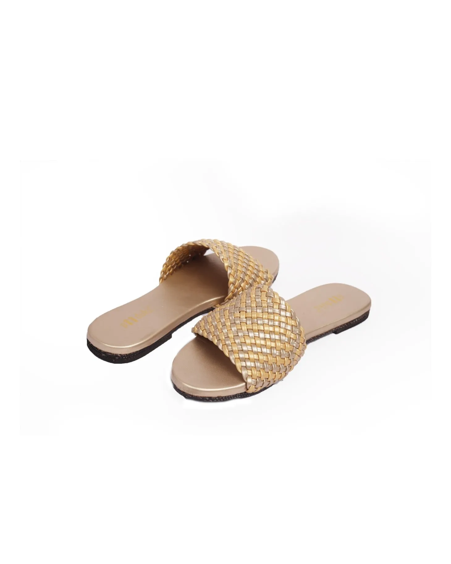 Paaduks Dua Cloak Golden Vegan Leather Slides for Women