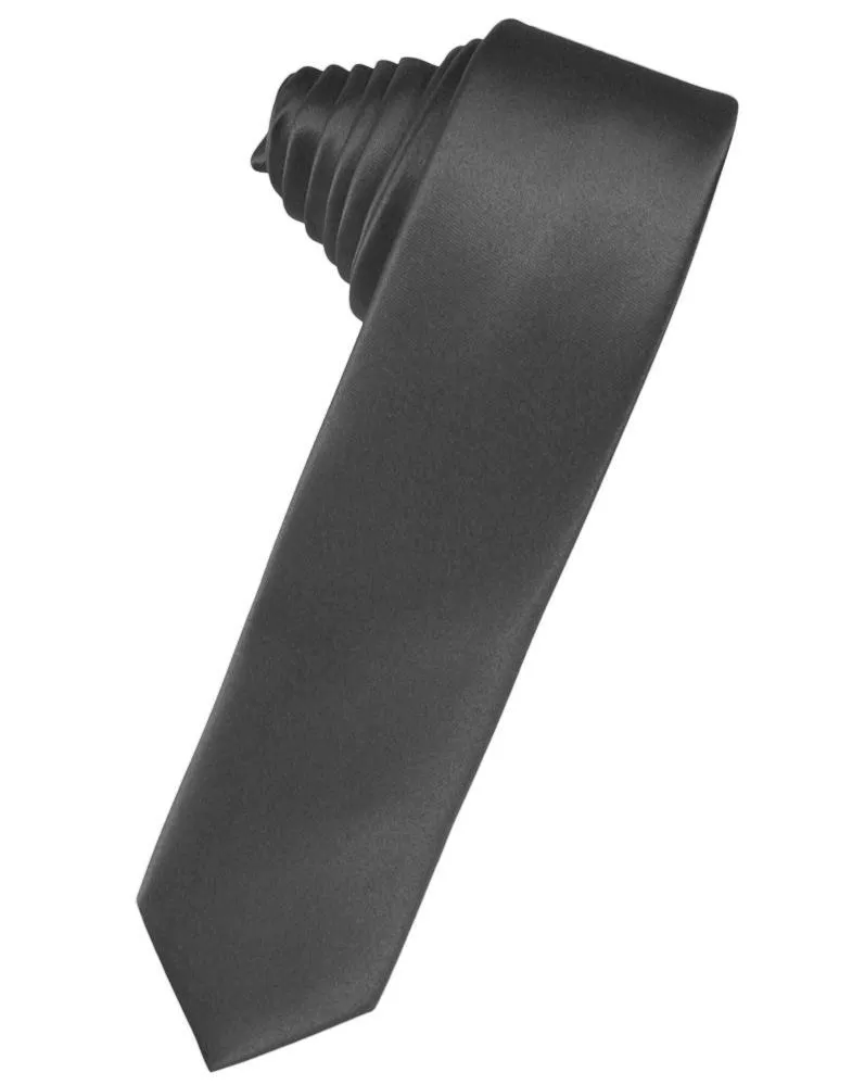 Pewter Luxury Satin Skinny Necktie