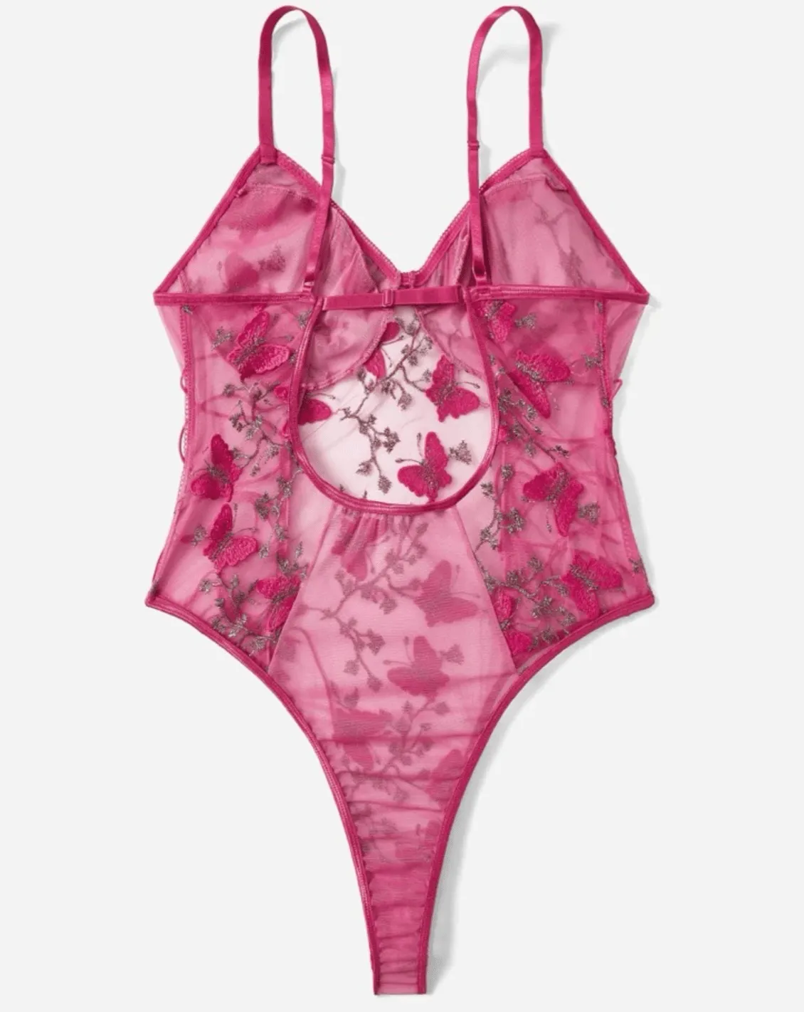 Pink Bodysuit Lingerie Embroidered