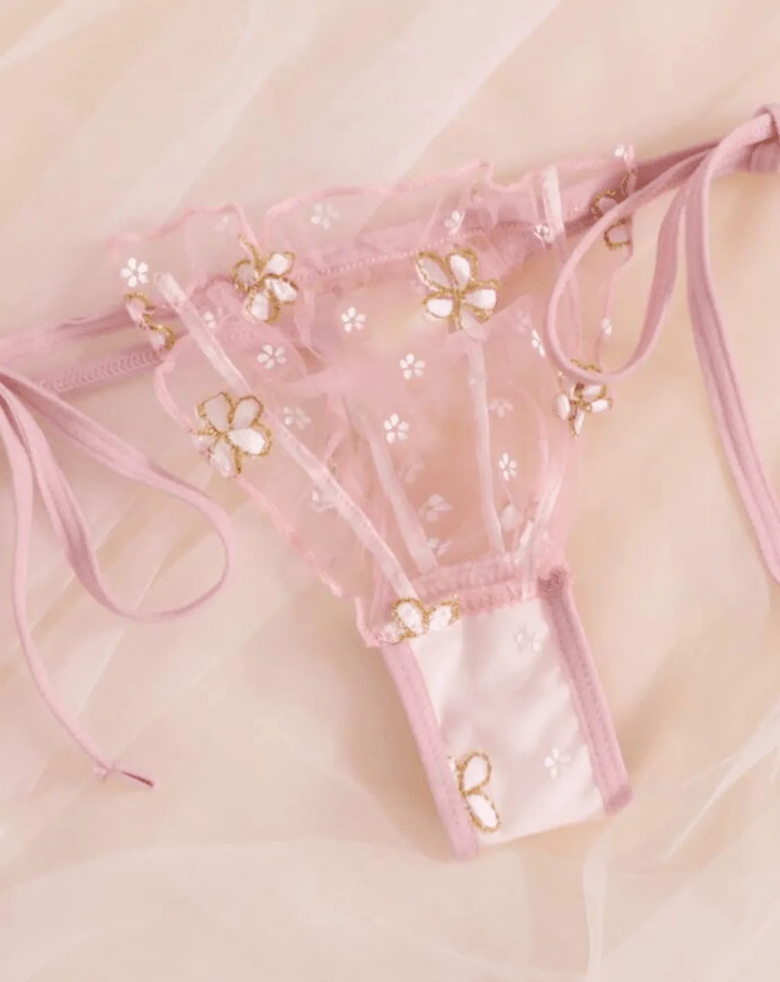 Pink Lingerie Daisy Ruffle Set