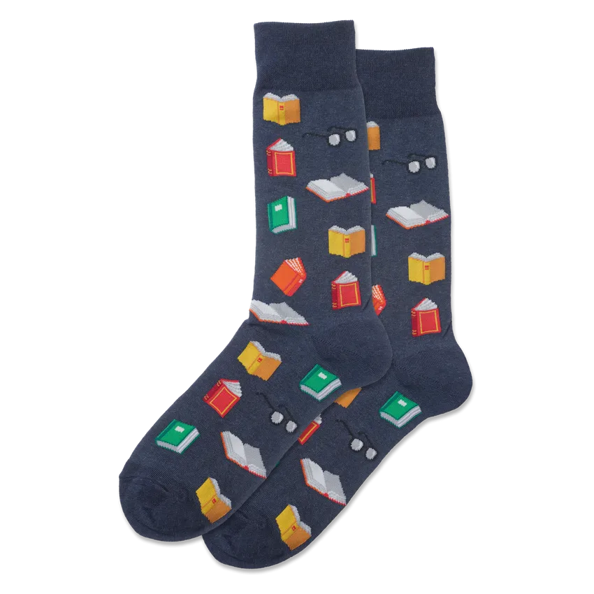 "Books" Cotton Crew Socks by Hot Sox