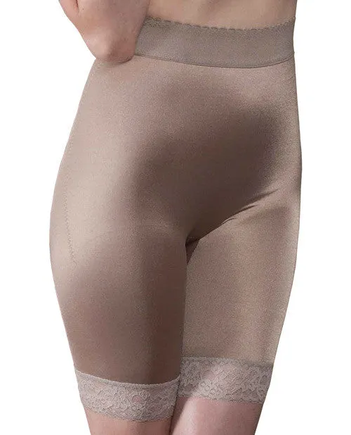 Rago Shapewear Long Leg Shaper W-gripper Stretch Lace Bottom Mocha 10x