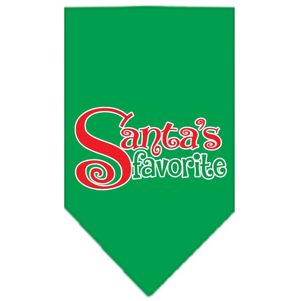 Santas Favorite Screen Print Pet Bandana Emerald Green Size Small