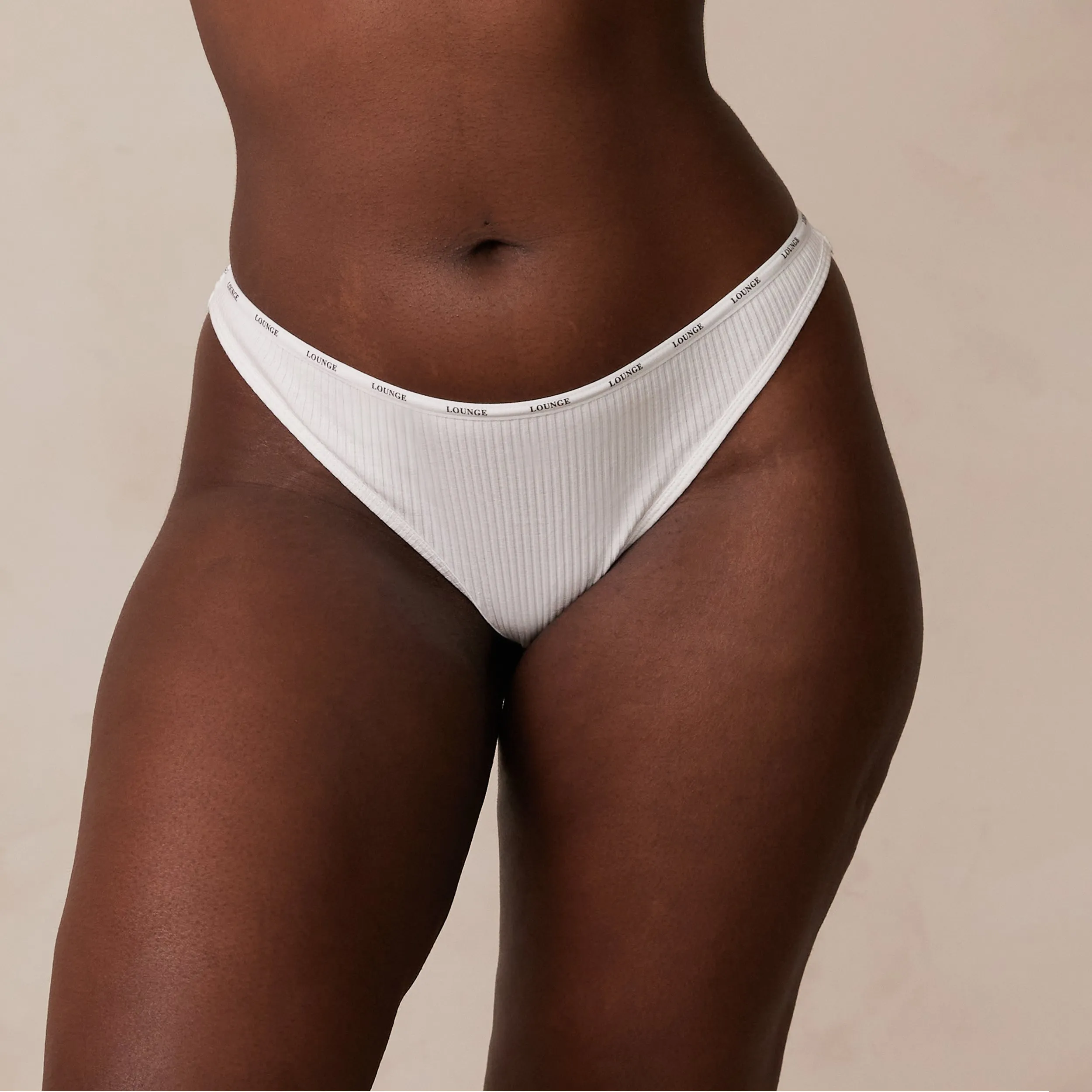 So Soft Ribbed Thong - White