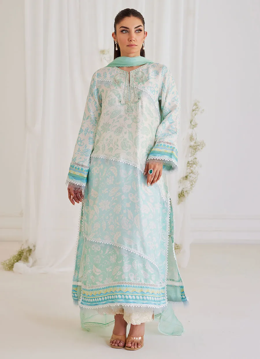 Tara Luxe Edit '24 - Carman Aqua Shirt And Dupatta