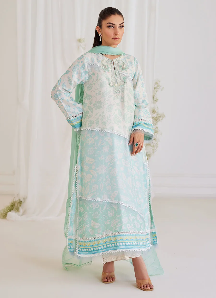 Tara Luxe Edit '24 - Carman Aqua Shirt And Dupatta