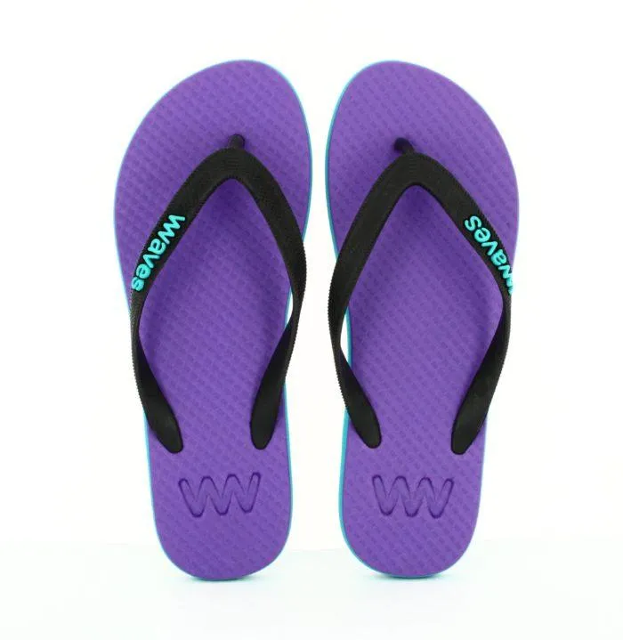 Waves Womens Flip Flop, Turquoise & Purple