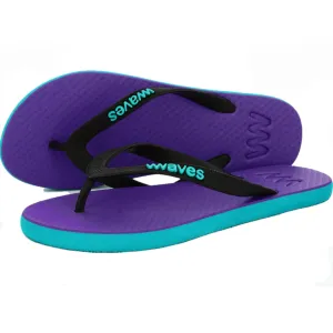 Waves Womens Flip Flop, Turquoise & Purple