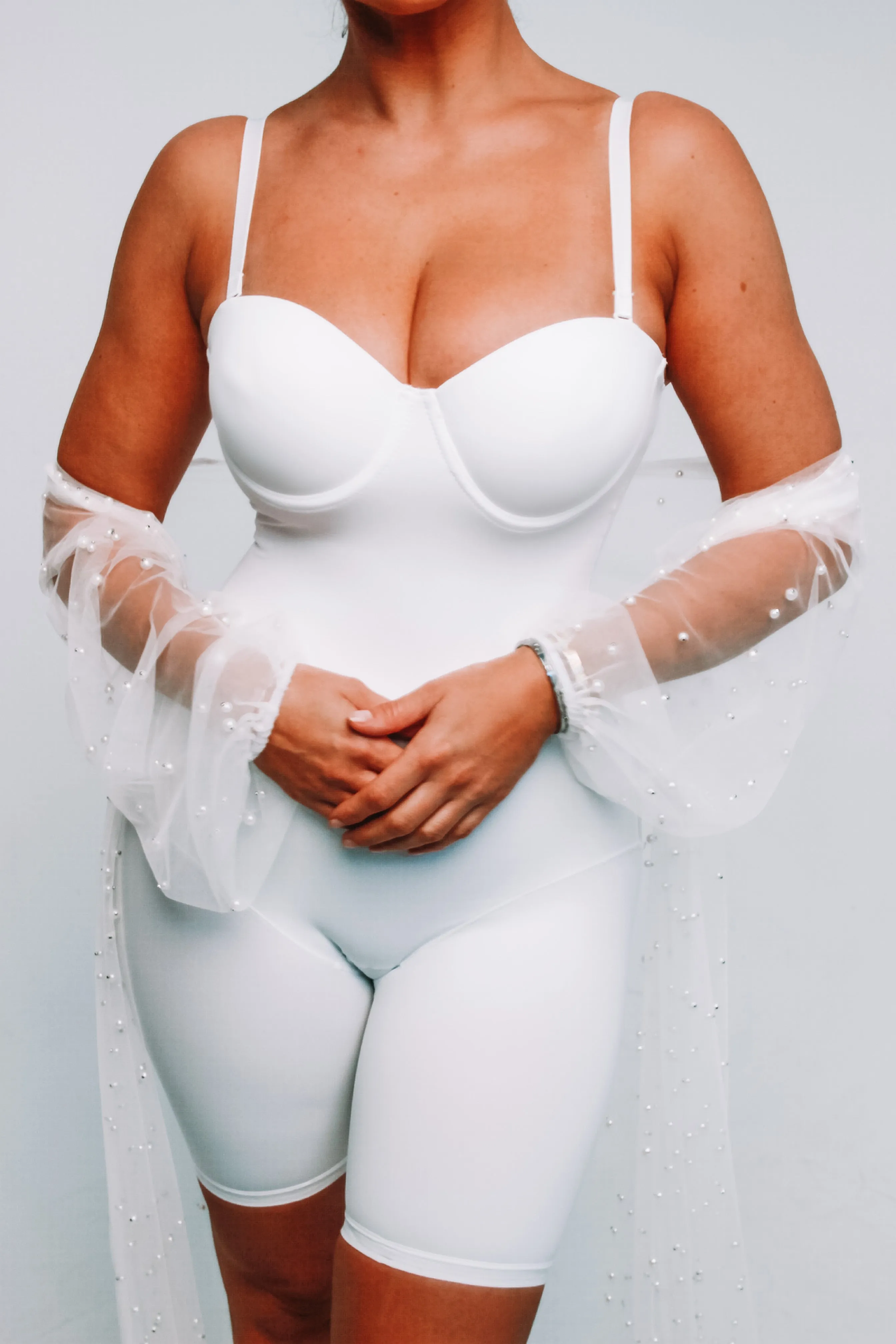 ZOTHEY Mid-Thigh Bodysuit in White